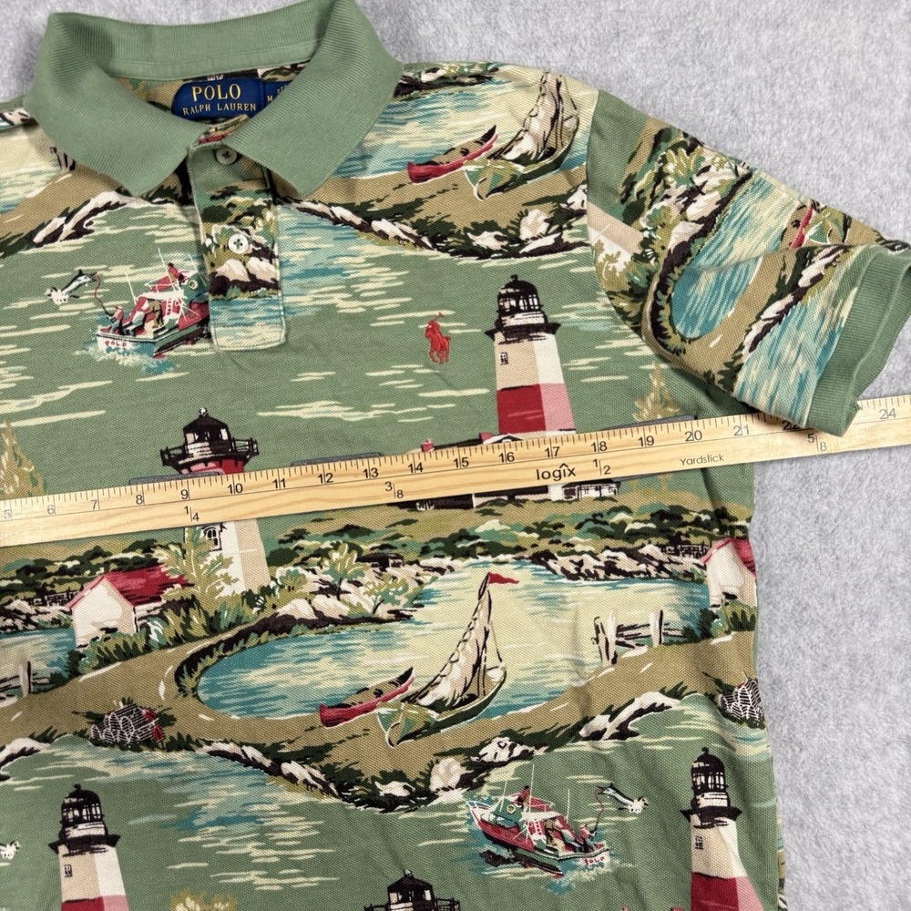Polo Ralph Lauren Montauk Scenic Lighthouse Polo Shirt Men Medium All Over Print - Picture 4 of 6
